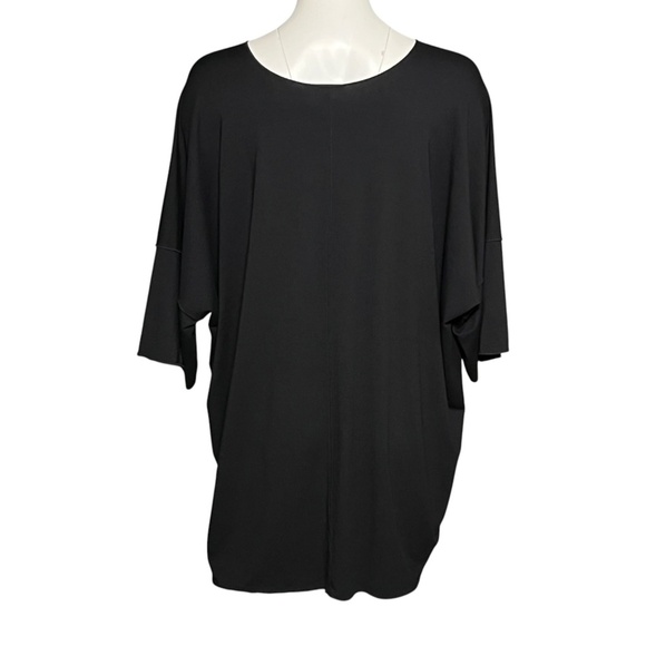 OSKA Women's Black Top Size 4 12/14 Large Slinky Knit Tunic Lagenlook Boxy Comfy - Picture 3 of 8